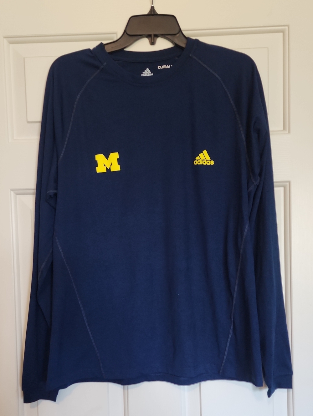 adidas Men's Navy Long-Sleeve Shirt with Yellow Logos